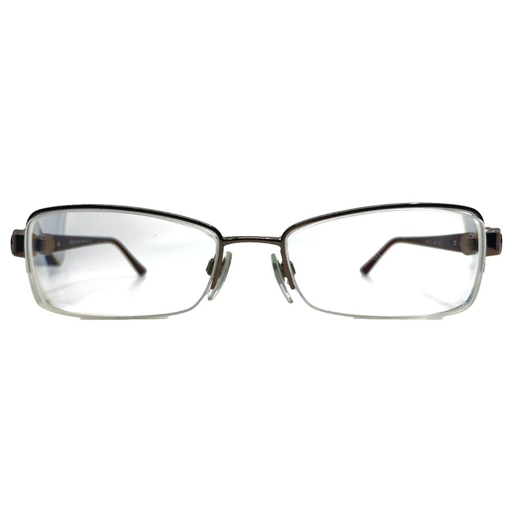 BVLGARI 297 138 Eyeglasses Frame Italy Half Rimless‎ 53-17-130 Brown H8608